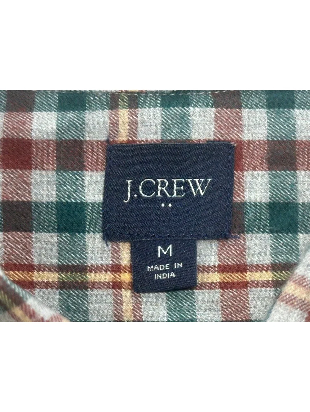 J Crew Check Plaid Oxford Button Up Green Red Mens M